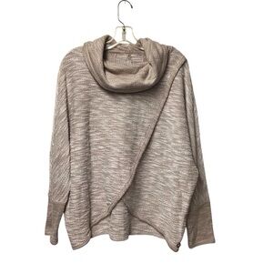 Calvin Klein Performance Cowl Neck Langanlook Sweater Tan Cotton Blend Large